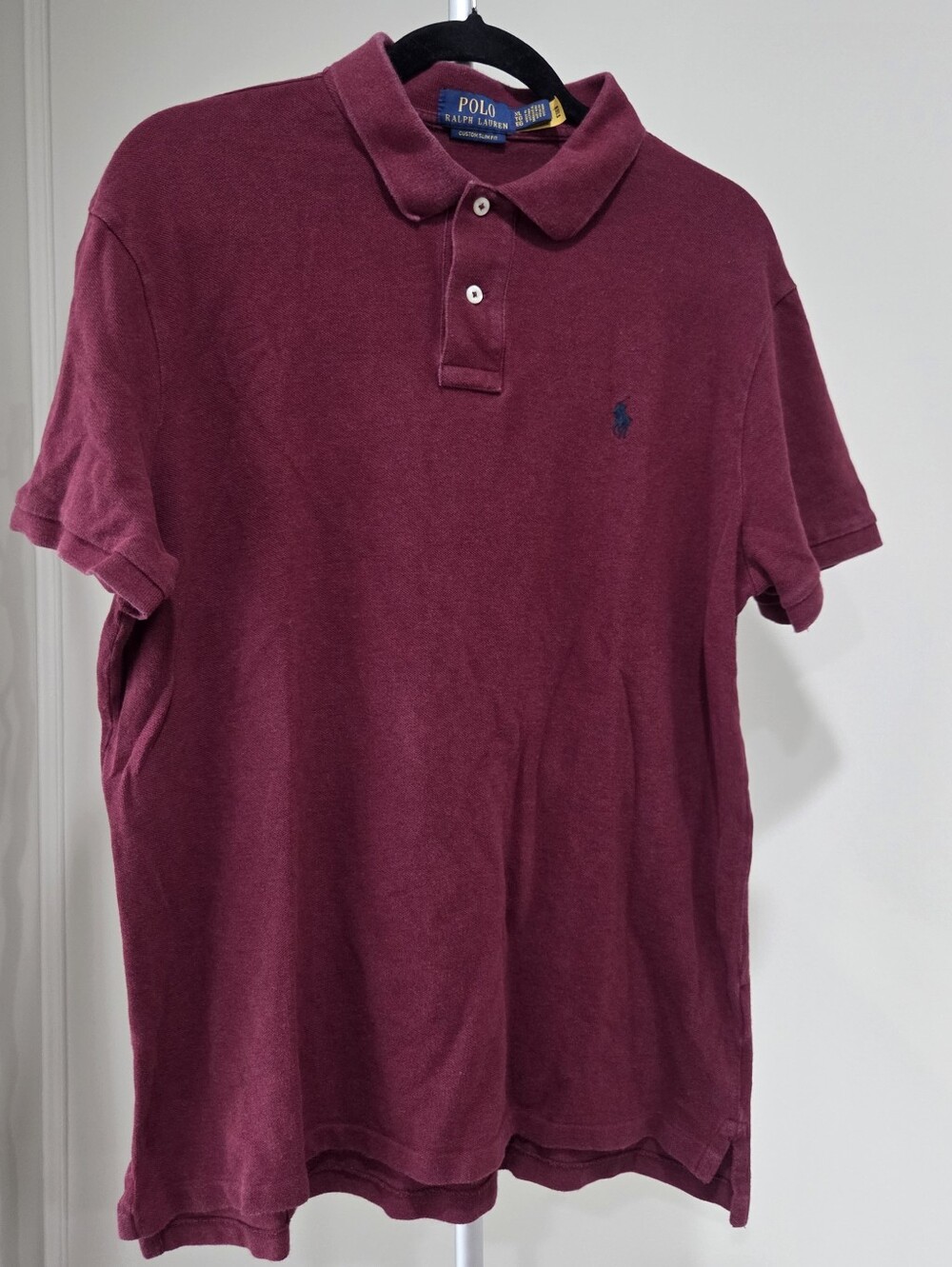 Ralph Lauren Men's Burgundy Polo Shirt with Navy Pony Sz.XL